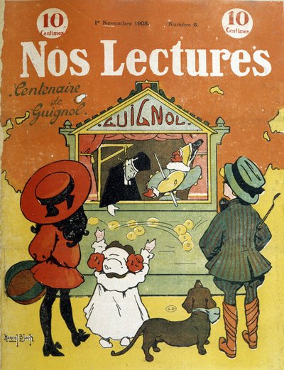 儿童在 guignol 前 - 在“我们的阅读”中，1908 年 1 月 11 日 作者 法语学校