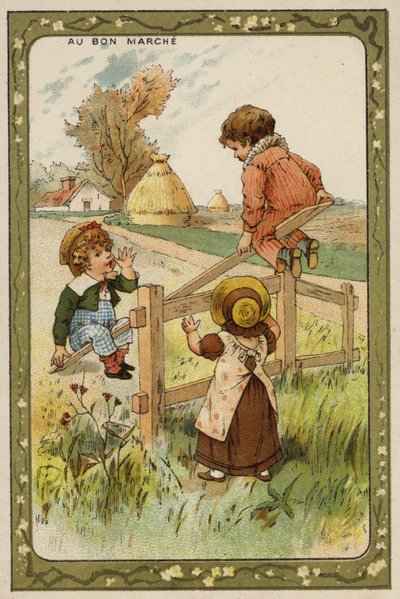 Children playing on a seesaw (chromolitho) 作者 法语学校