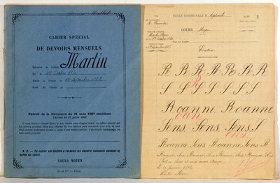 来自Epineuil学校的Childs练习册，1892年 作者 法语学校