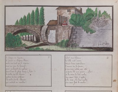 孩子的水车素描，1820年（蜡笔和厕所） 作者 法语学校