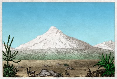 钦博拉索火山。 （雕刻，约 1840 年） 作者 法语学校