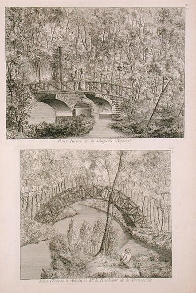 阿蒂奇的中国桥，出自乔治-路易斯-勒鲁日的《英吉利的花园》，1785年出版（雕刻）。 作者 法语学校