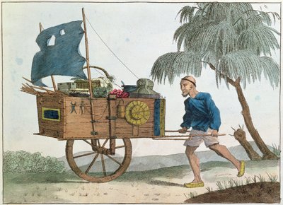 中国农民用独轮车在帆下，1811年 作者 法语学校