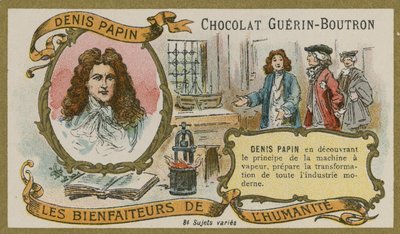 Guerin-Boutron巧克力贸易卡，Denis Papin 作者 法语学校