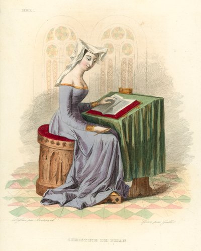 Christine de Pisan (coloured engraving) 作者 法语学校