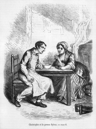 Christophe和Fat Sylvie，来自Honore de Balzac的“Le Pere Goriot”（1799-1850） 作者 法语学校