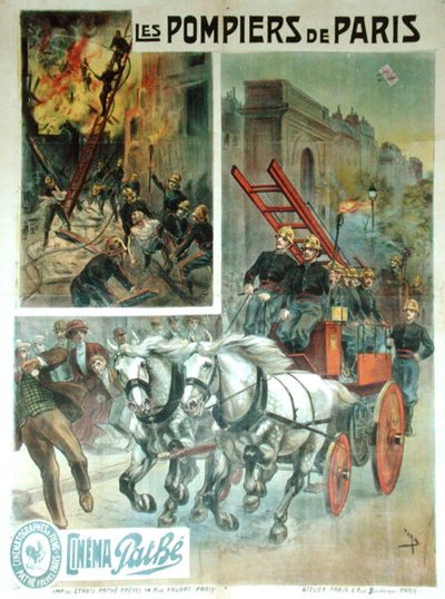 1914年以前的 "巴黎的庞皮尔 "电影海报（彩色平印）。 作者 法语学校