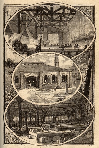 Cirey-sur-Vezouze (Meurthe-et-Moselle) - MANUFACTURE DES GLACES - "PATRIE "中的雕刻 - DESCRIPTION PECTUREQUIREE DE LA FRANCE EN 6 VOLUES BY LUCIEN HUARD - 19世纪末 作者 法语学校