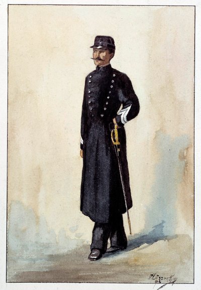 第二共和国时期的城市警长警服。1870年左右的水彩画 作者 法语学校