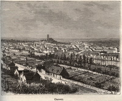 Clamecy - Nievre - 勃艮第 - V.A. Malt-Brown的 "La France illustree: geography, history, statistical administration "中的雕版画。1884 作者 法语学校