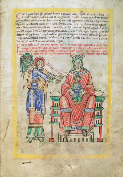 鳕鱼。圭尔夫。 1 Gud。 LAT。 （9r），麦当娜和儿童，来自Liber Floridus by Lambert de Saint-Omer c.1120 作者 法语学校