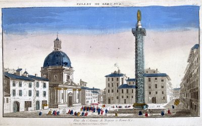 罗马的图拉真柱（Trajane柱）（Colonna Traiana）--雕版画 作者 法语学校