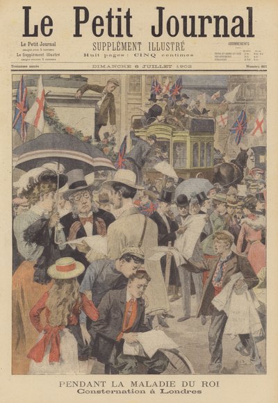 伦敦民众对国王爱德华七世病重的担忧（彩色石版画） 作者 法语学校