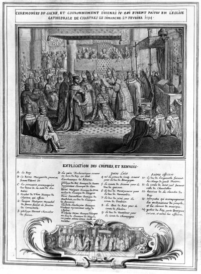 1594年1月27日，16世纪末，在沙特尔大教堂的亨利四世（1553-1610）的奉献与加冕 作者 法语学校