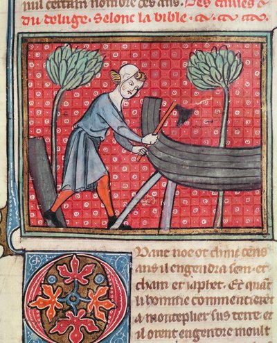 建造一艘船，来自Guiart des Moulins的Bible Historiale 作者 French School