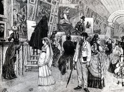 复制主义者在卢浮宫的Grande Galerie，1880年 作者 法语学校
