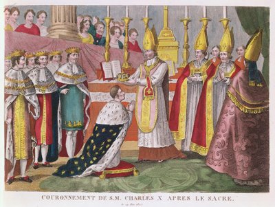 1825年5月29日兰斯的查理十世（1757-1836）加冕礼（彩色版画） 作者 法语学校