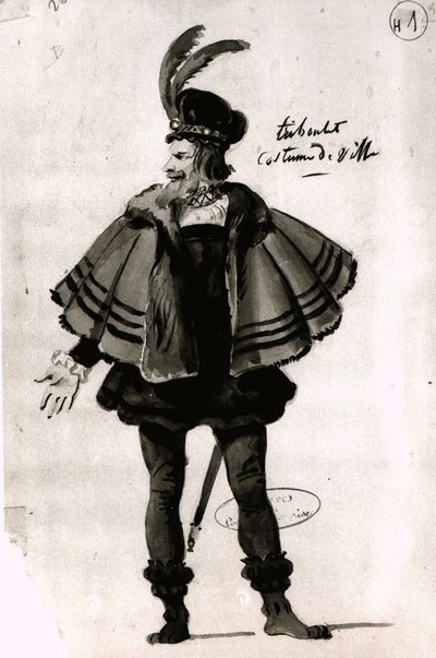 Triboulet的服装设计，Le Roi samuse（1832年），Victor Hugo（1802-85），1832年（钢笔和墨水在纸上） 作者 法语学校