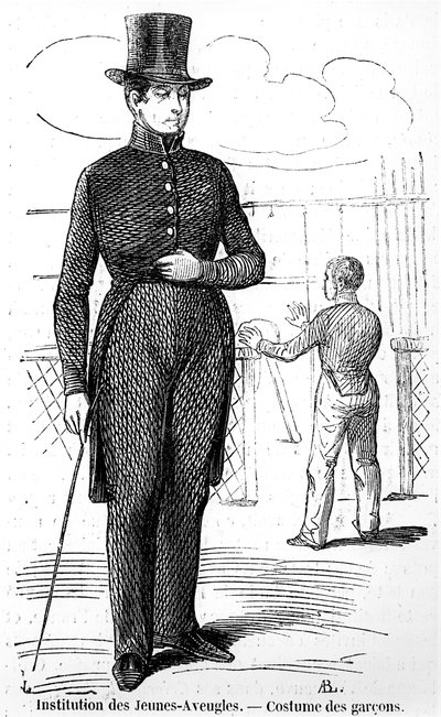 1852年出版的Edmond Texier在巴黎Tableau的青年盲人学院的男孩服装 作者 法语学校