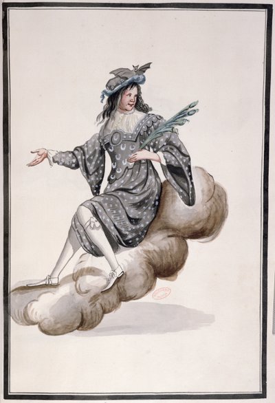 Jean-Baptise Lully（1632-87）为芭蕾舞团演出的夜晚服装由路易十四（1653年2月23日）跳舞（wc在纸面上） 作者 法语学校