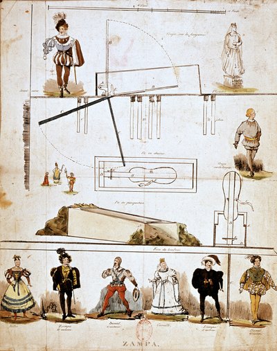 费迪南德·赫罗德 (1791-1833) 歌剧“赞帕或大理石新娘”的服装和布景 作者 法语学校