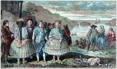 La Conception(智利)居民的服装 - Atlas du Voyage de La Perouse (Laperouse) around the world during the years 1785-1788, Paris 1797. 作者 法语学校