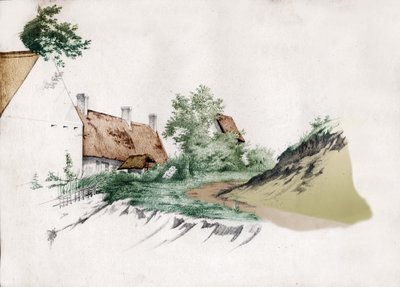 在法国的小屋。 （绘图，约 1850 年） 作者 法语学校