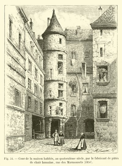 在十四世纪，由人类面食制造商rue des Marmousets，1850年居住的法院 作者 法语学校