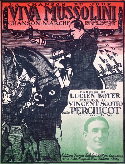 Vincent Scotto（1876-1952）和Lucien Boyer，20世纪20年代的Viva Mussolini得分表封面 作者 法语学校