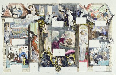 巴黎房子的横截面，La Vie Parisienne的插图，c.1875（彩色雕刻） 作者 法语学校
