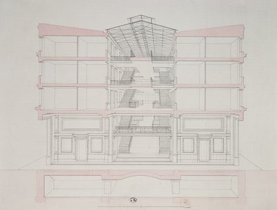 拿破仑住房开发中的一所房子的横截面，58 rue Rochechouart，巴黎，1849年 作者 法语学校