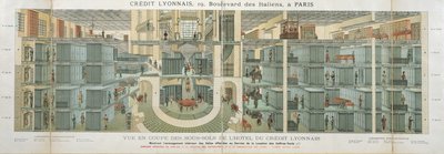 里昂信贷地下室的横断面，19 Boulevard des Italiens，c.1878-82 作者 法语学校