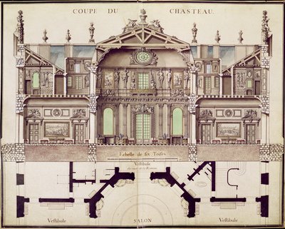 1714年Chateau de Marly的横截面图 作者 法语学校