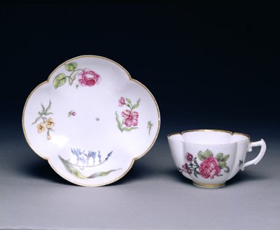 杯子和碟子，Vincennes，c.1745-52（瓷器） 作者 French School