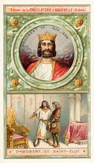 Dagobert I and St Eloi, 7th Century (chromolitho) 作者 法语学校