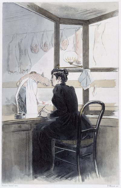 Dame de caisse (chez le boucher) - 在皮埃尔-维达尔的 "La femme à Paris "中。 作者 法语学校