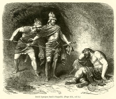 David epargne Saul a Engaddi (雕刻) 作者 法语学校
