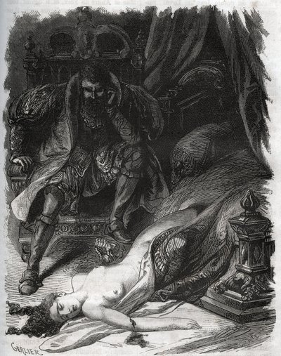 夏多布里昂伯爵夫人弗朗索瓦丝-德-福瓦之死（约1495-1537年），被她的丈夫让-德-拉瓦尔-夏多布里昂伯爵（Laval-Chateaubriant）（1486-1543年）暗杀，后者因此对其妻子的不忠者进行了报复。1871年的雕版画，载于《Histoire Des 作者 法语学校