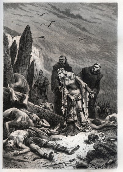 哈罗德二世（1022-1066）国王在1066年黑斯廷斯战役中死亡--被称为伊迪丝-拉-贾斯特（1025-1086）的伊迪丝-斯万内沙（Swanneck）发现了他丈夫的尸体--埃尔德吉斯（伊迪丝-费尔或伊迪丝-斯万内沙尔），发现了哈罗德-戈德韦的尸体 作者 法语学校