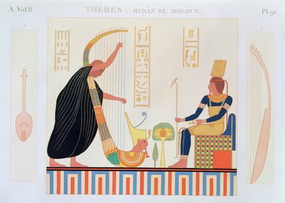 来自Harps的房间，East Tomb，Byban el Molouk，底比斯，第二卷，来自Edmonde Francois Jomard的埃及描述的第91页，出版1809-22 作者 法语学校