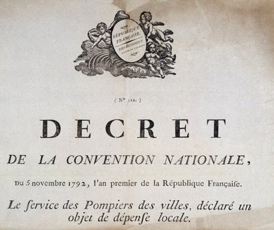 1792 年 11 月 5 日关于城市消防员的国民大会法令 作者 法语学校