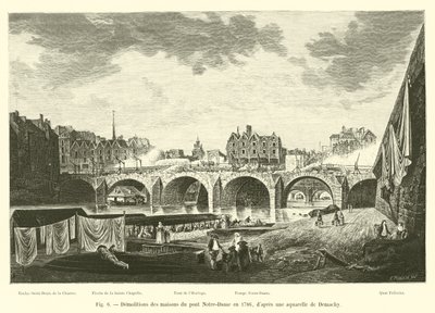 在1786年拆除Notre-Dame桥的房屋，dapres是Demachy的水彩画 作者 法语学校