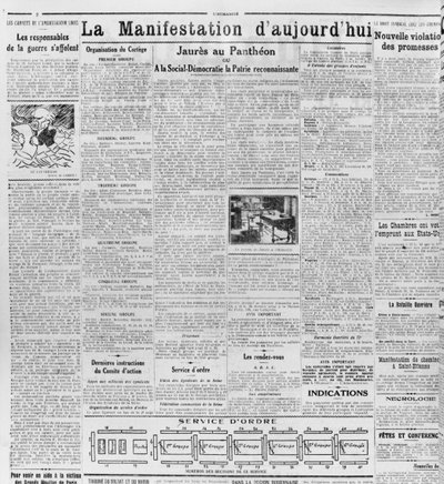 1924年11月23日，来自LHumanite的万神殿中的Jaures示威（印刷纸） 作者 法语学校
