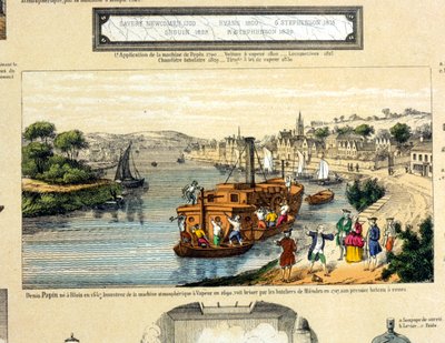 Denis Papin（1647-1712）观看他的明轮船在1707年被Muenden的船员摧毁 作者 法语学校