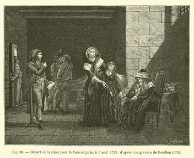 1793年8月2日女王出任Conciergerie;在雕刻了1399年的布永之后 作者 法语学校