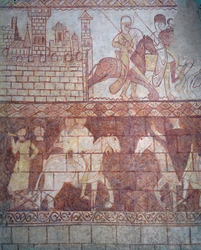 1163年十字军圣殿骑士从他们的叙利亚城堡Krak des Chevaliers出发，为Boquée战斗 作者 法语学校