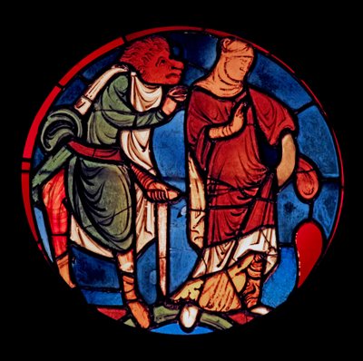 描绘一个魔鬼和一个女人，前Ste Chapelle，海湾D. 作者 法语学校