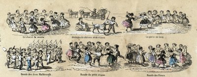 儿童休闲和游戏的描述：圆圈。Jules DELBRUCK的 "les Recreations instructives "中的 "les jeux de l