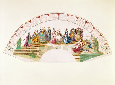 设计一个庆祝国家舞蹈和狂欢节的粉丝，1733年 作者 法语学校