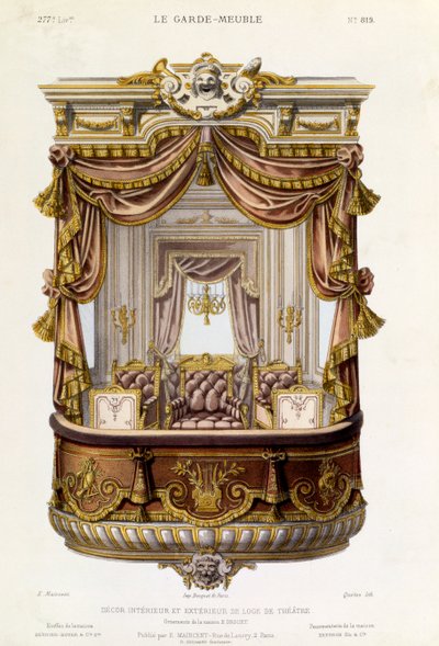 设计为剧院箱子的内部和外部，例如Le Garde-Meuble杂志，c.1860 作者 法语学校